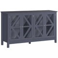 Sideboard Buffet Cabinet with Tempered Glass Doors and Adjustable Storage Shelf, Grey