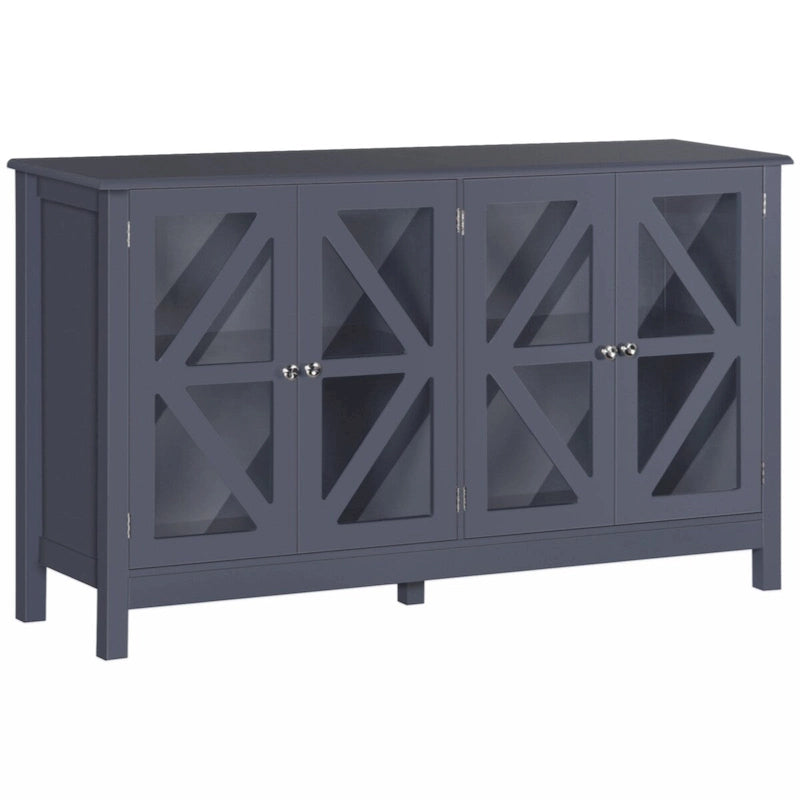 Sideboard Buffet Cabinet with Tempered Glass Doors and Adjustable Storage Shelf, Grey
