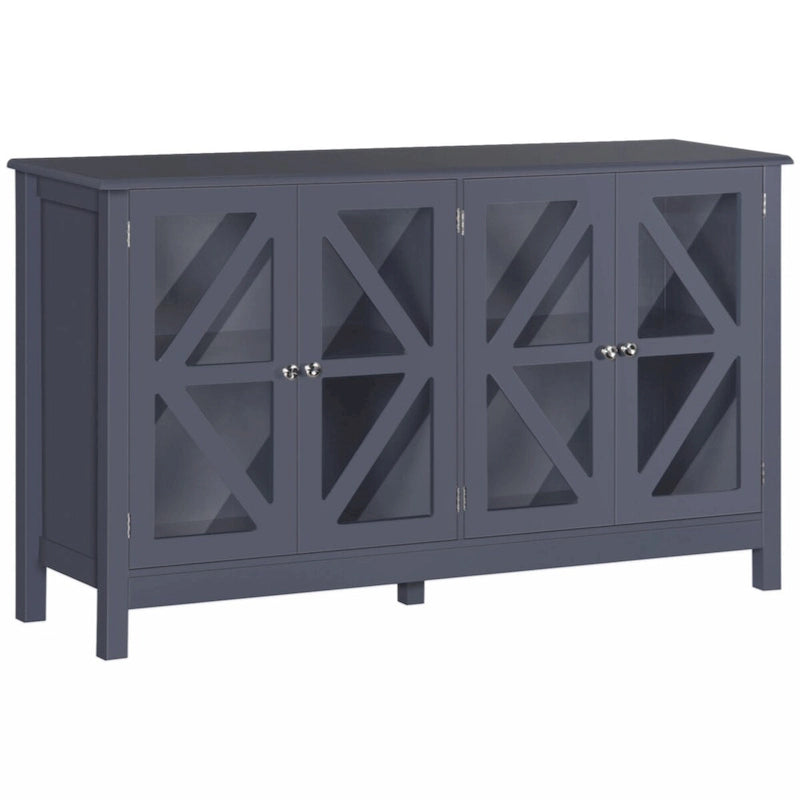 Sideboard Buffet Cabinet with Tempered Glass Doors and Adjustable Storage Shelf, Grey