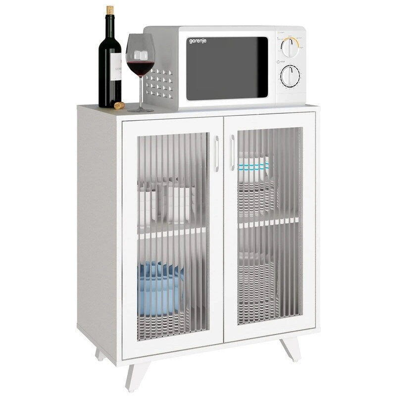 Kitchen Buffet Cabinet with Glass Doors - 27.2W x 14.96D x 32.48H