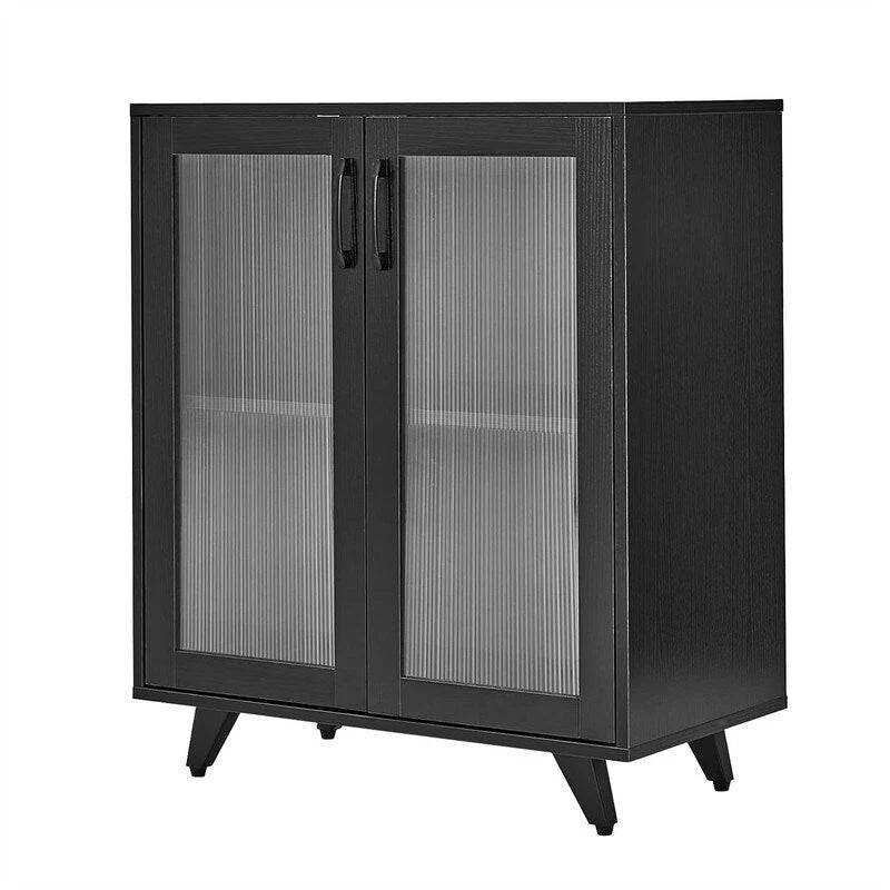 Kitchen Buffet Cabinet with Glass Doors - 27.2W x 14.96D x 32.48H