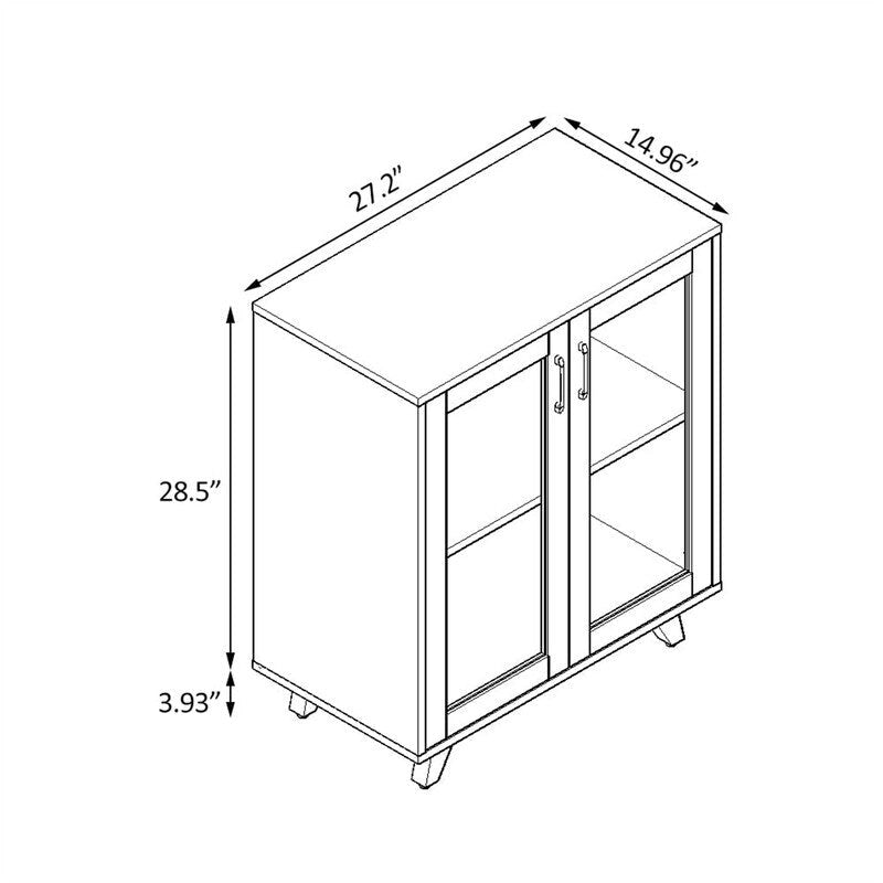 Kitchen Buffet Cabinet with Glass Doors - 27.2W x 14.96D x 32.48H