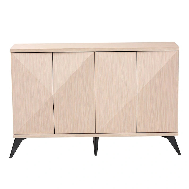 Mid-Century Modern Two-Tone Light Brown and Black Wood 4-Door Sideboard Buffet