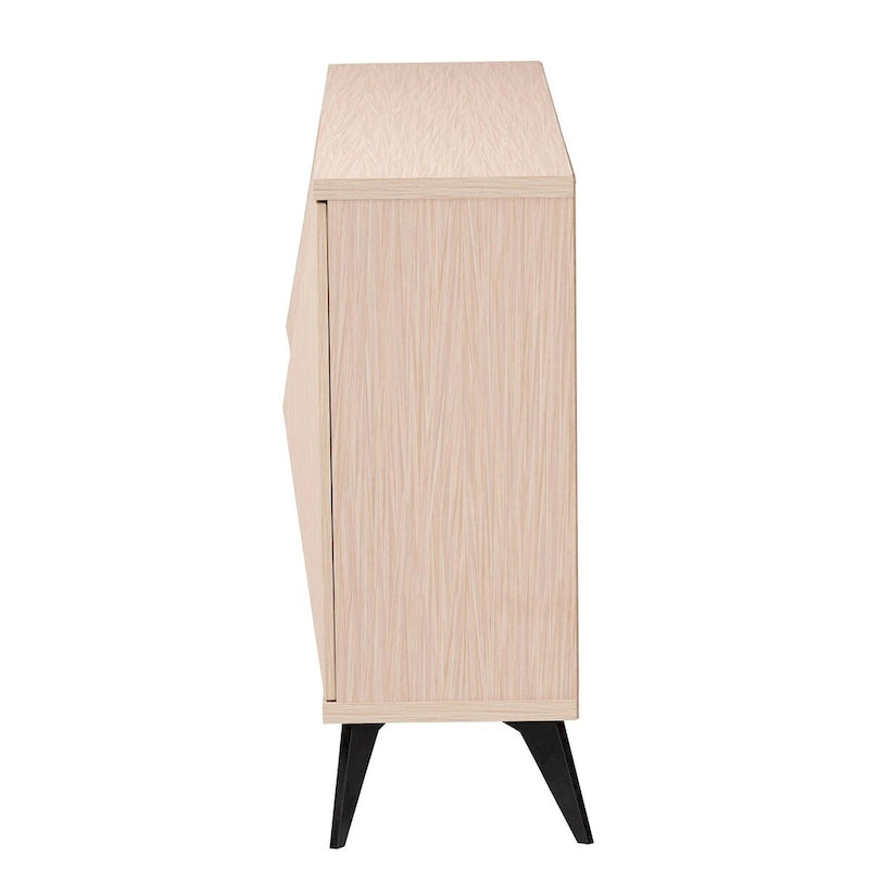 Mid-Century Modern Two-Tone Light Brown and Black Wood 4-Door Sideboard Buffet