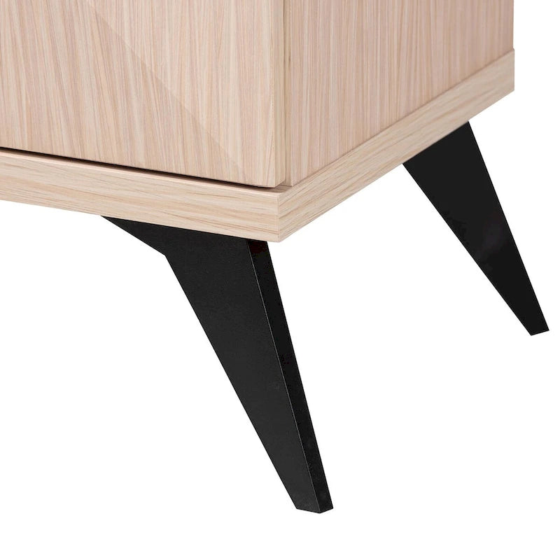 Mid-Century Modern Two-Tone Light Brown and Black Wood 4-Door Sideboard Buffet