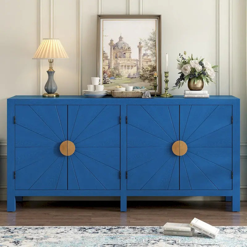 Ash Veneer Sideboard with Radiating Line Cabinet Doors