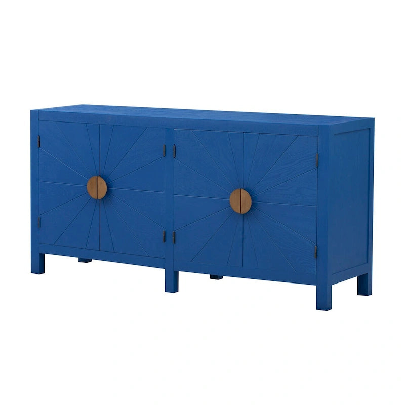 Ash Veneer Sideboard with Radiating Line Cabinet Doors