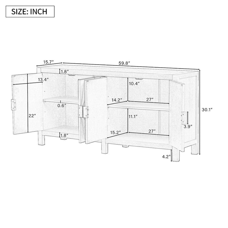 Ash Veneer Sideboard with Radiating Line Cabinet Doors