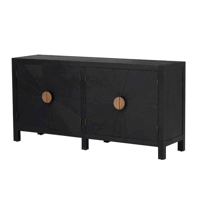 Ash Veneer Sideboard with Radiating Line Cabinet Doors