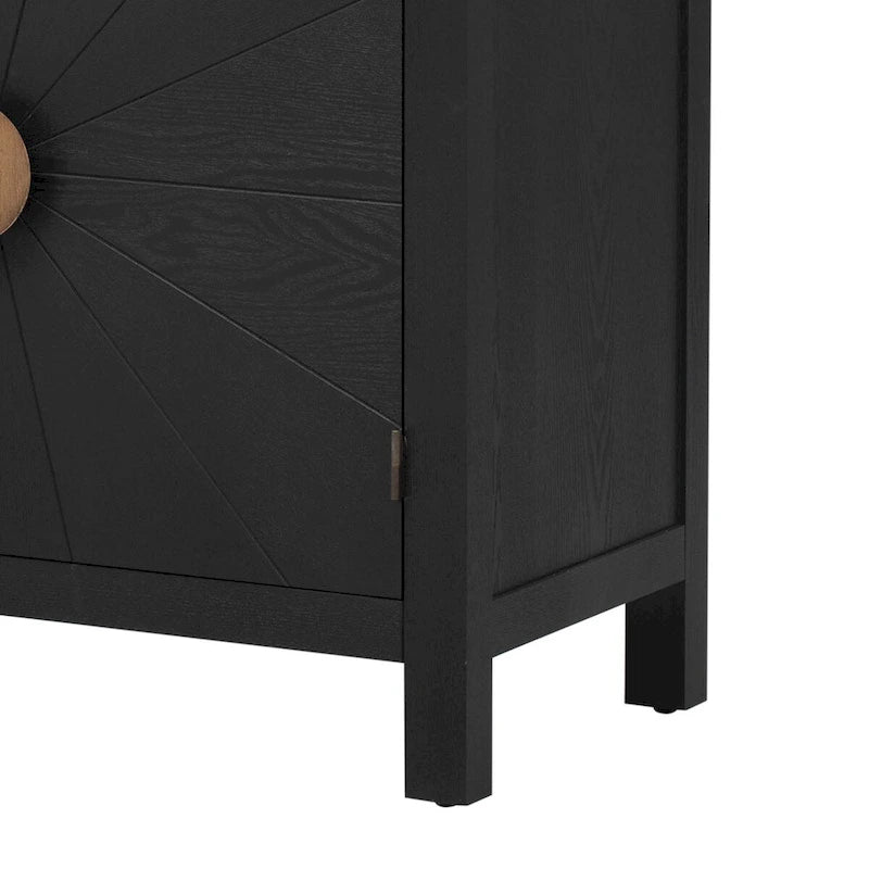 Ash Veneer Sideboard with Radiating Line Cabinet Doors