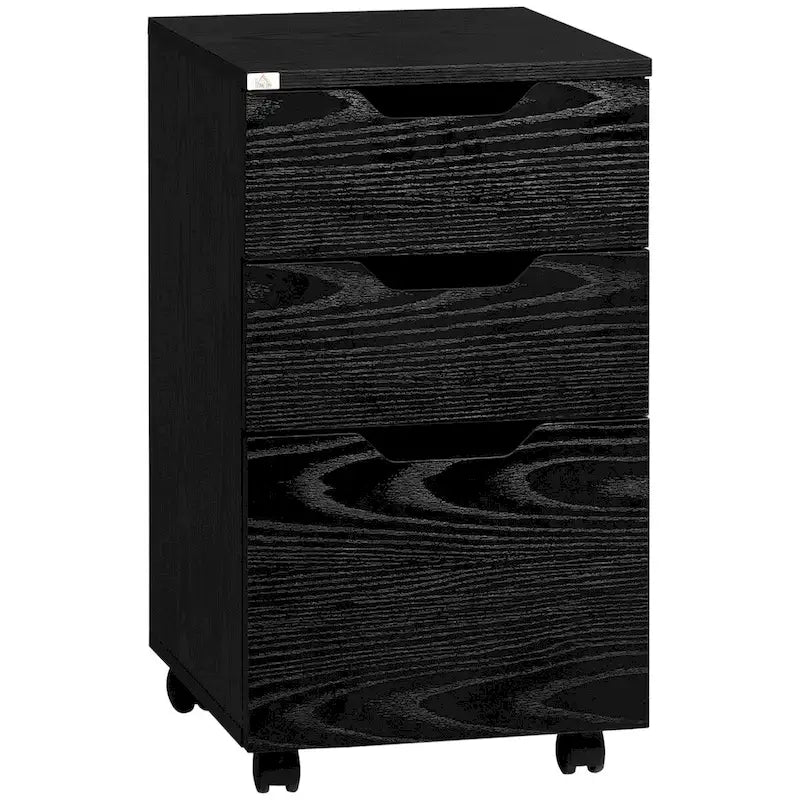3 Drawer Office Storage Cabinet with Wheels, Black
