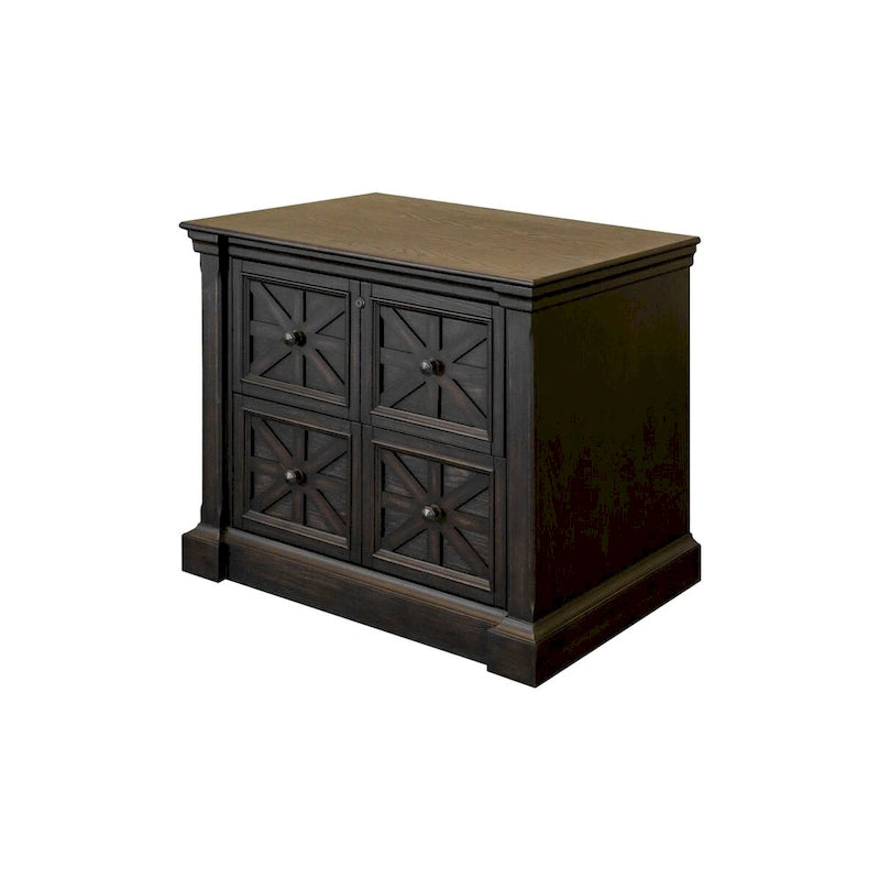 Wood Lateral File Cabinet with Storage Drawer, Fully Assembled, Dark Brown