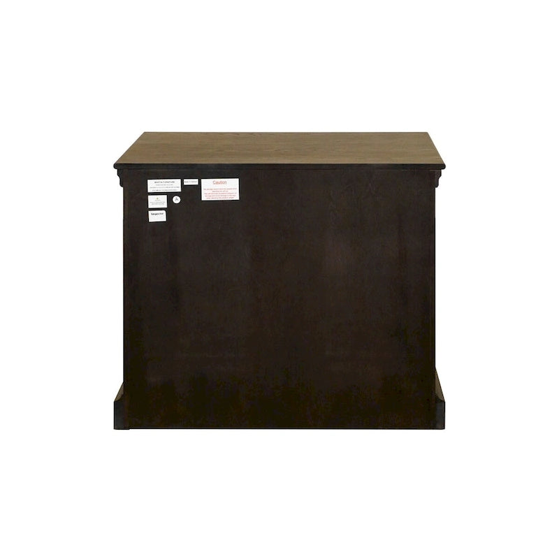 Wood Lateral File Cabinet with Storage Drawer, Fully Assembled, Dark Brown
