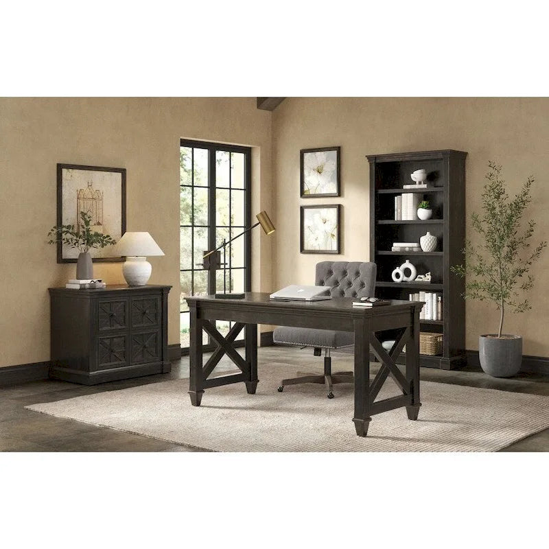Wood Lateral File Cabinet with Storage Drawer, Fully Assembled, Dark Brown