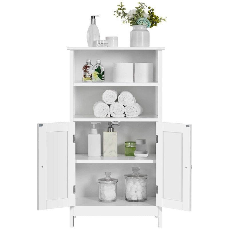 5-Tier Wooden Bathroom Floor Cabinet with Adjustable Shelf