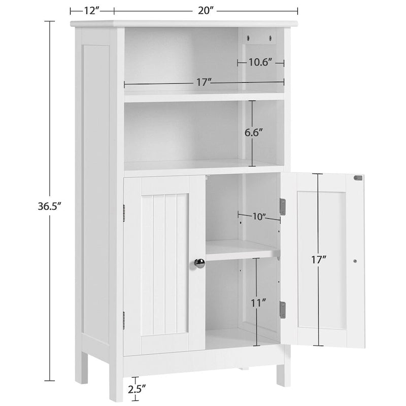 5-Tier Wooden Bathroom Floor Cabinet with Adjustable Shelf