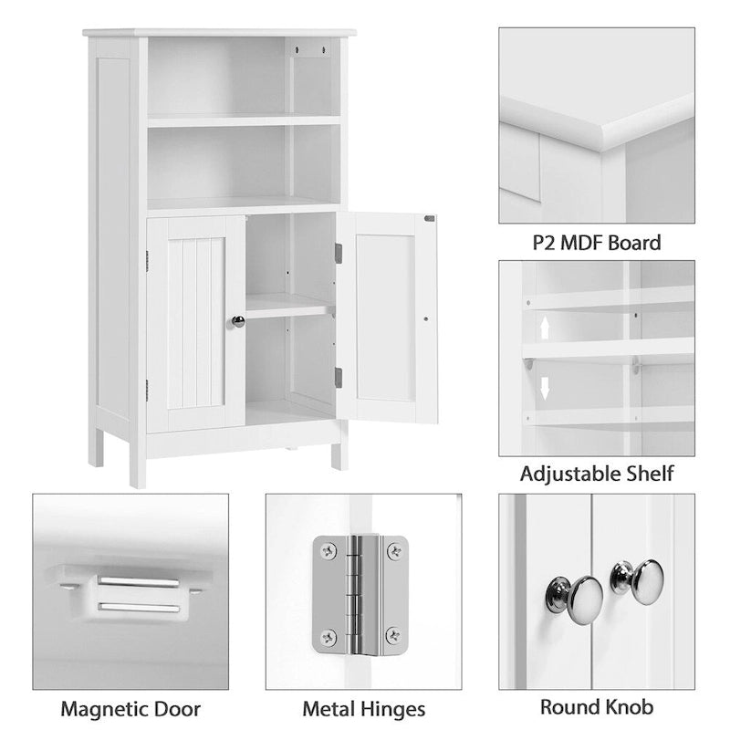 5-Tier Wooden Bathroom Floor Cabinet with Adjustable Shelf