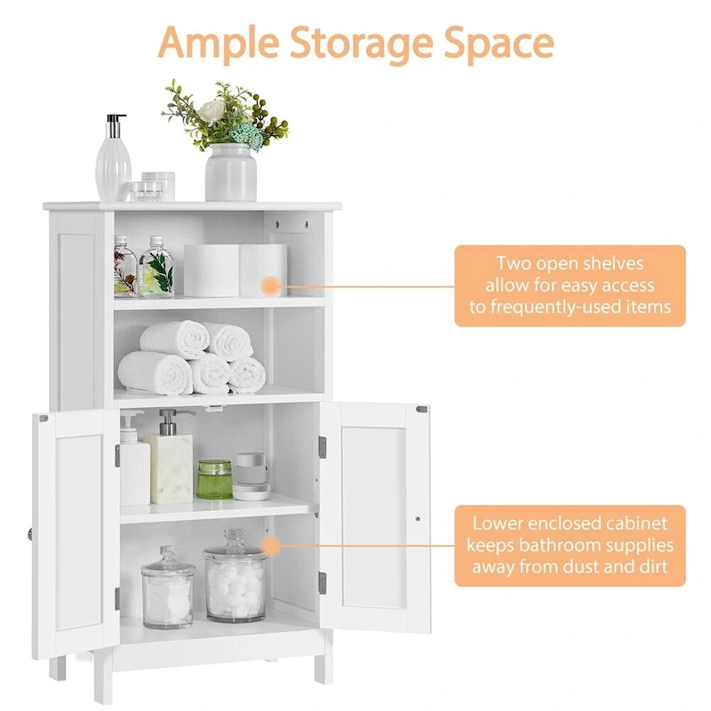 5-Tier Wooden Bathroom Floor Cabinet with Adjustable Shelf