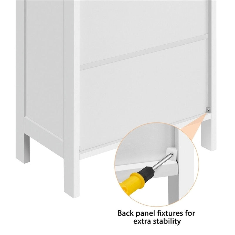 5-Tier Wooden Bathroom Floor Cabinet with Adjustable Shelf