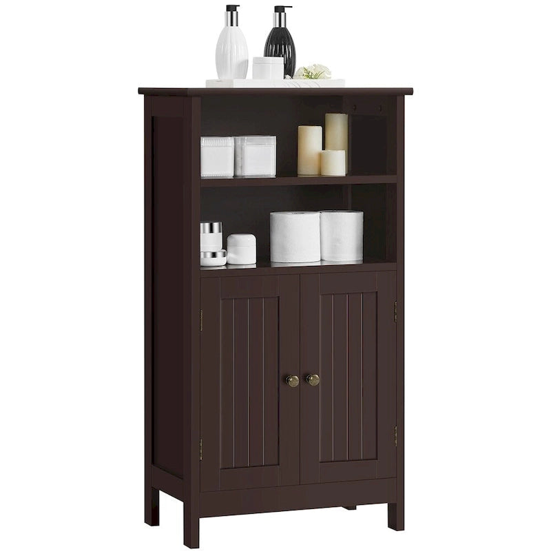 5-Tier Wooden Bathroom Floor Cabinet with Adjustable Shelf