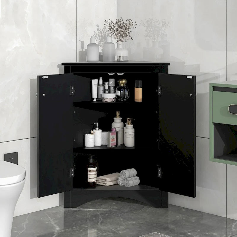 Triangle Corner Storage Cabinet with Adjustable Shelves - 17.2" x 17.2" x 31.5"