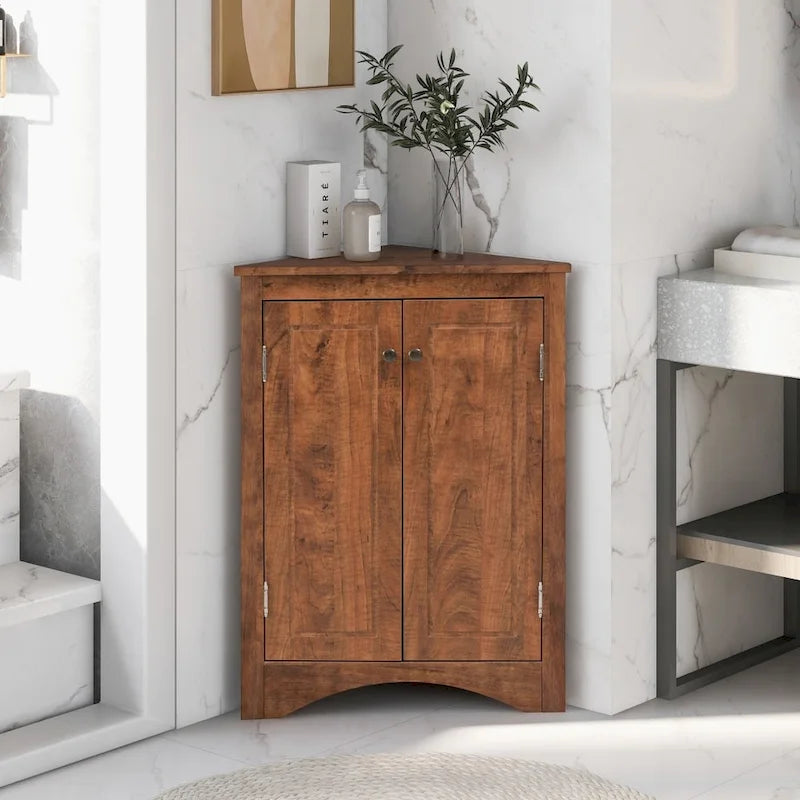 Triangle Corner Storage Cabinet with Adjustable Shelves - 17.2" x 17.2" x 31.5"
