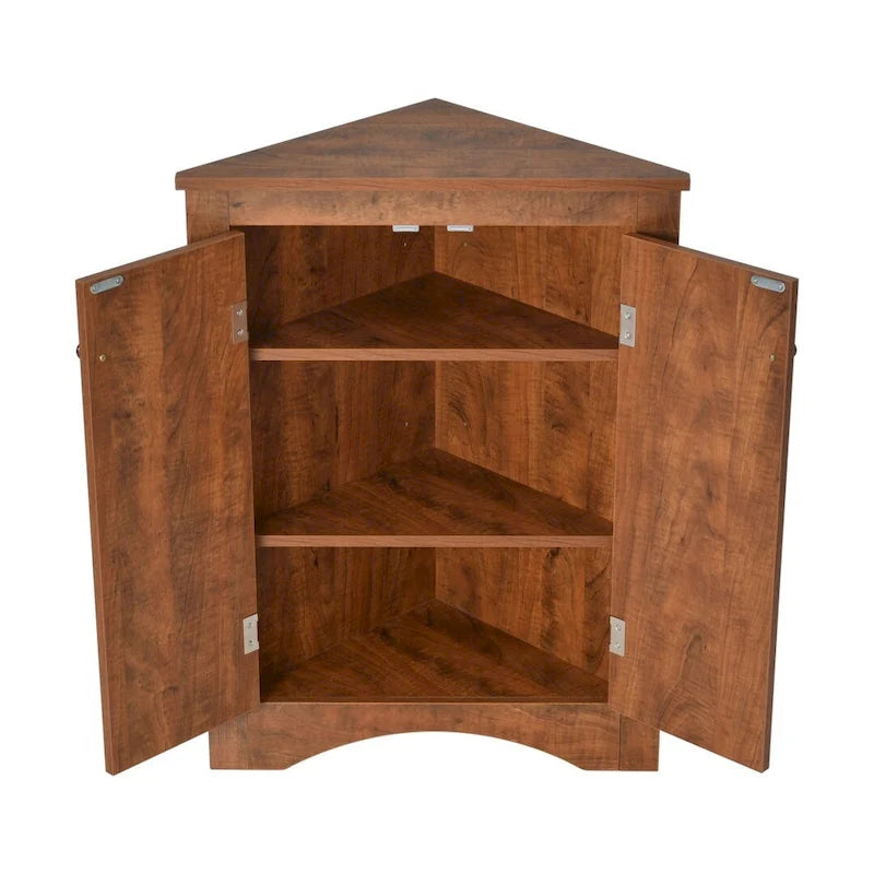 Triangle Corner Storage Cabinet with Adjustable Shelves - 17.2" x 17.2" x 31.5"
