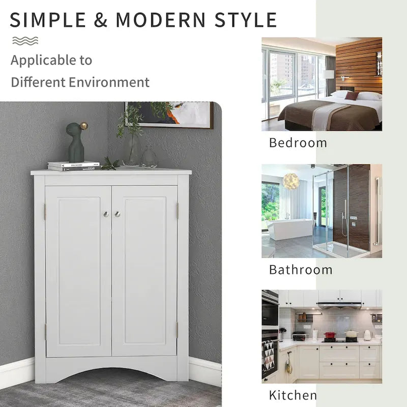 Triangle Corner Storage Cabinet with Adjustable Shelves - 17.2" x 17.2" x 31.5"