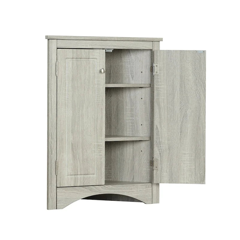 Triangle Corner Storage Cabinet with Adjustable Shelves - 17.2" x 17.2" x 31.5"