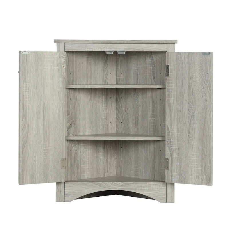 Triangle Corner Storage Cabinet with Adjustable Shelves - 17.2" x 17.2" x 31.5"