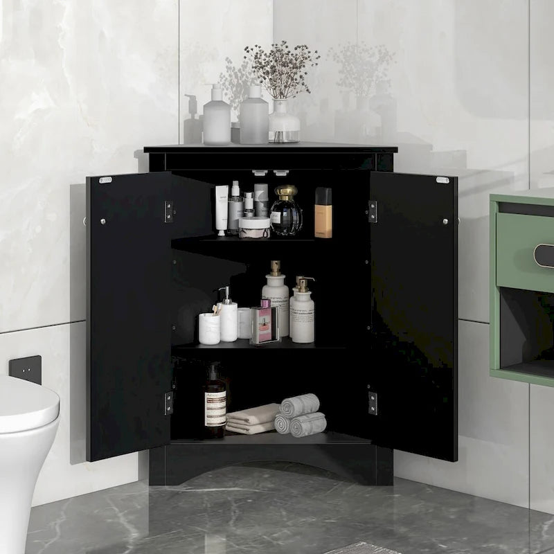 Triangle Corner Storage Cabinet with Adjustable Shelves - 17.2" x 17.2" x 31.5"