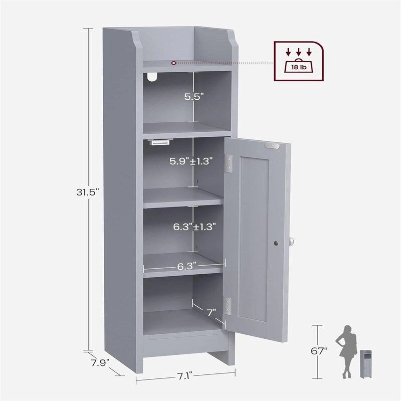 Slim Bathroom Storage Floor Cabinet