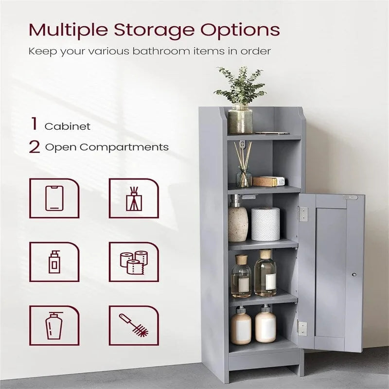 Slim Bathroom Storage Floor Cabinet