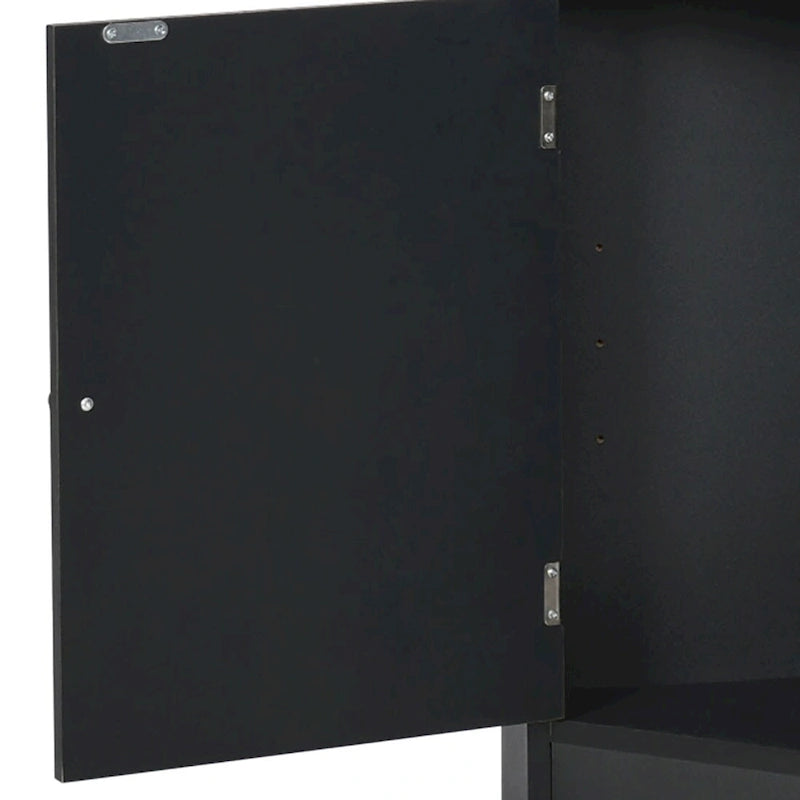 Modern Wooden Corner Tall Bathroom Storage Cabinet with Metal Handles