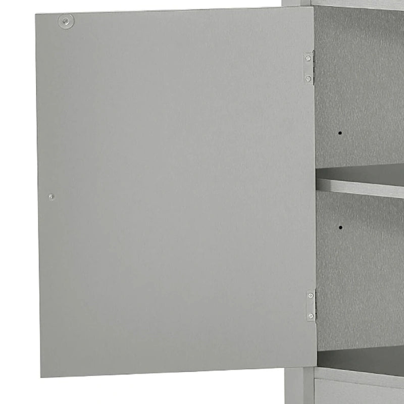 Modern Wooden Corner Tall Bathroom Storage Cabinet with Metal Handles