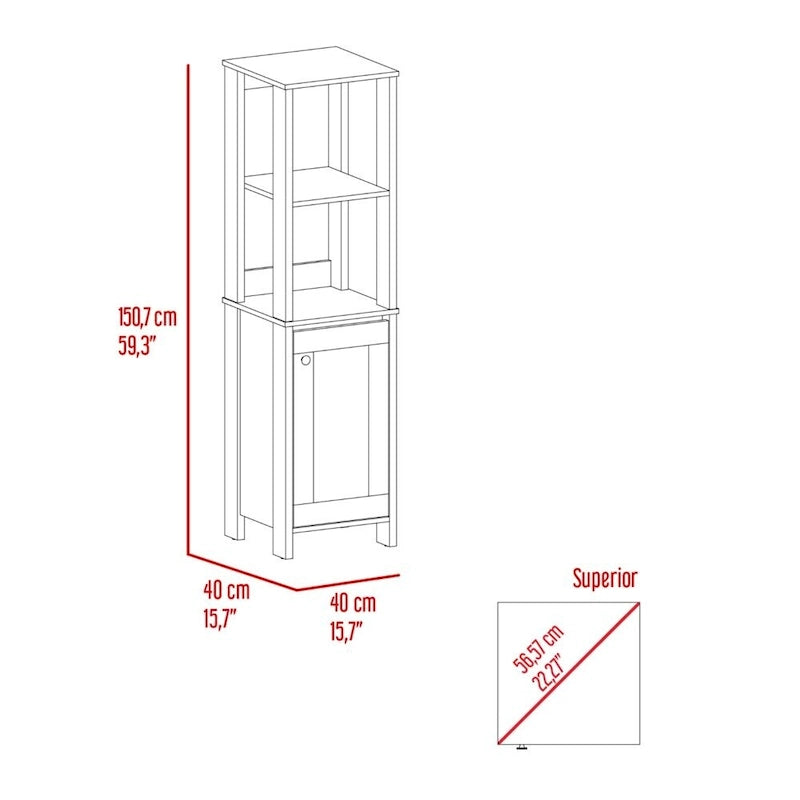 Bathroom Linen Cabinet with Open Shelves and Single Door