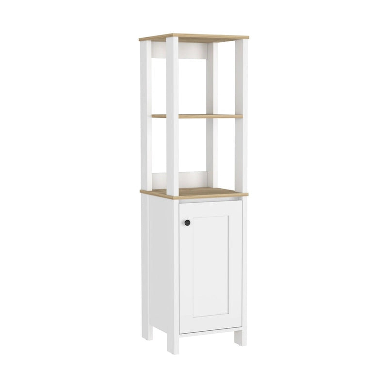 Bathroom Linen Cabinet with Open Shelves and Single Door