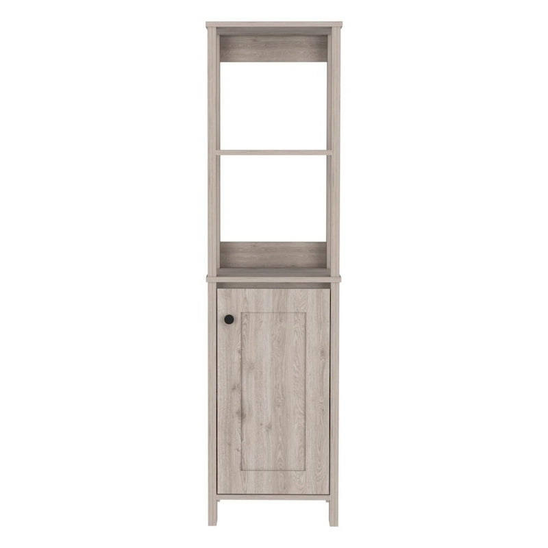 Bathroom Linen Cabinet with Open Shelves and Single Door