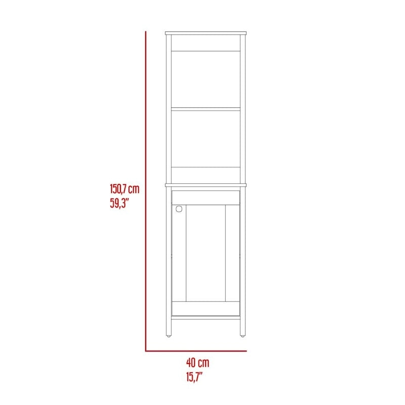 Bathroom Linen Cabinet with Open Shelves and Single Door