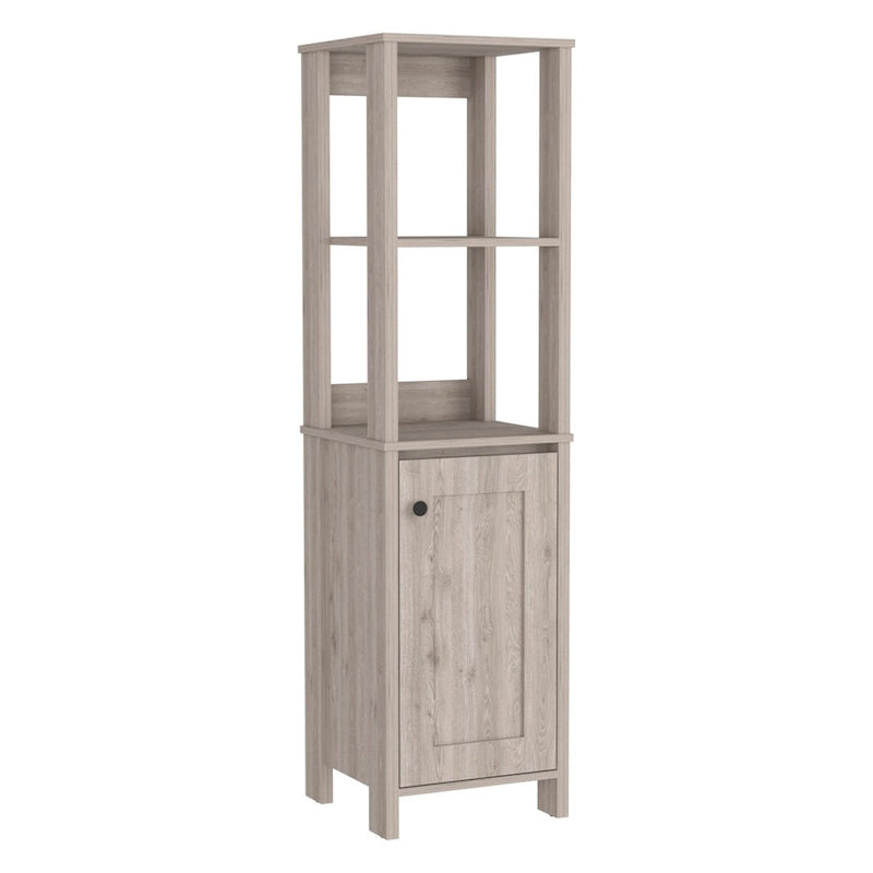 Bathroom Linen Cabinet with Open Shelves and Single Door
