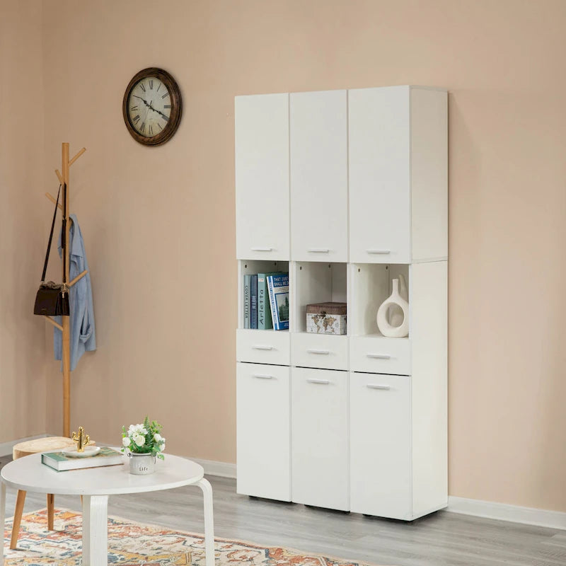 71.5 Inches Tall Thin Corner Shelf Floor Cabinet with 2 Doors, 1 Drawer