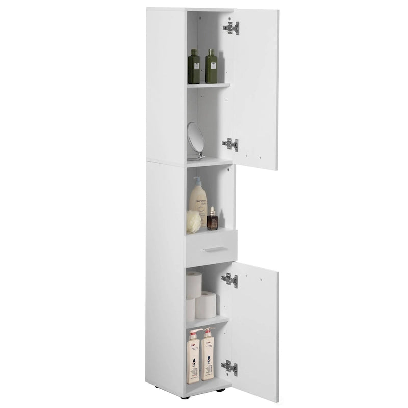 71.5 Inches Tall Thin Corner Shelf Floor Cabinet with 2 Doors, 1 Drawer