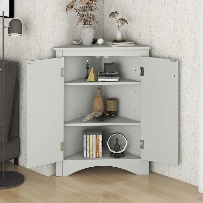Triangle Corner Storage Cabinet with Adjustable Shelves