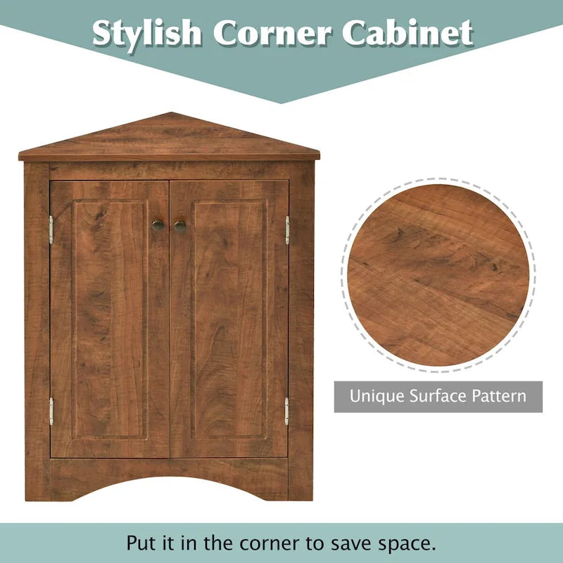 Triangle Corner Storage Cabinet with Adjustable Shelves