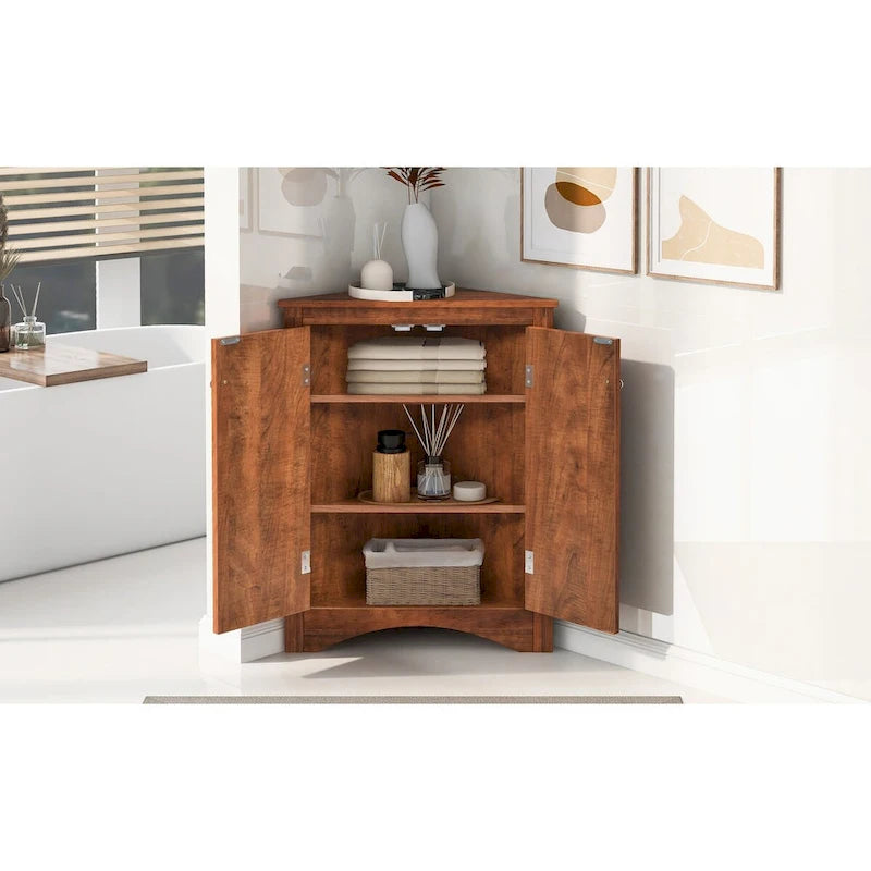Triangle Corner Storage Cabinet with Adjustable Shelves