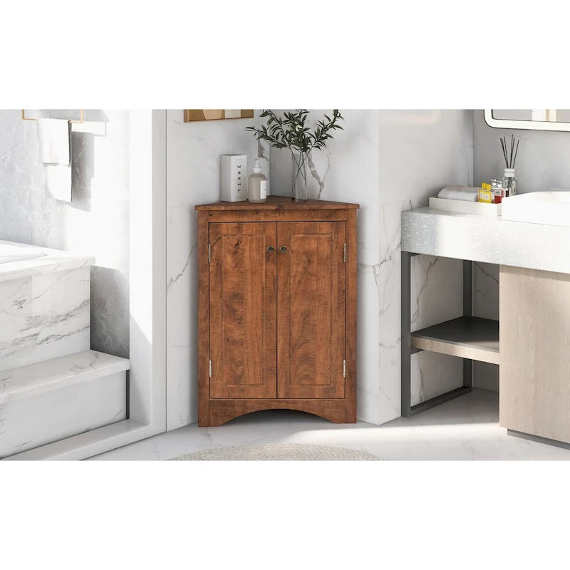 Triangle Corner Storage Cabinet with Adjustable Shelves