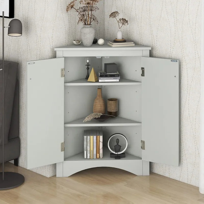 Triangle Corner Storage Cabinet with Adjustable Shelves