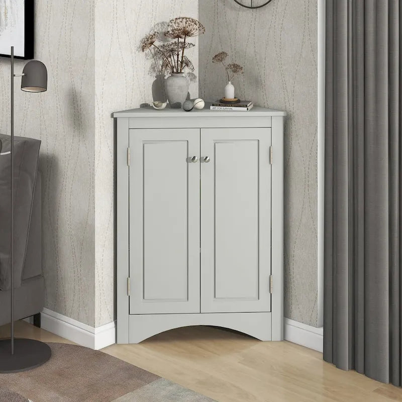 Triangle Corner Storage Cabinet with Adjustable Shelves