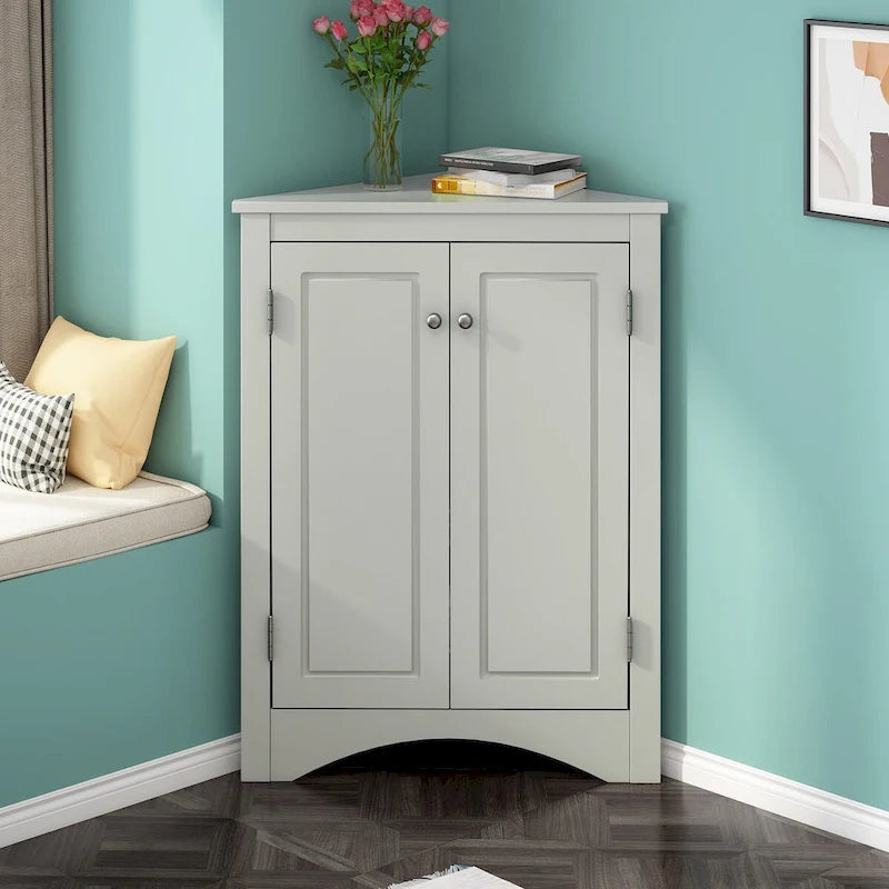 Triangle Corner Storage Cabinet with Adjustable Shelves