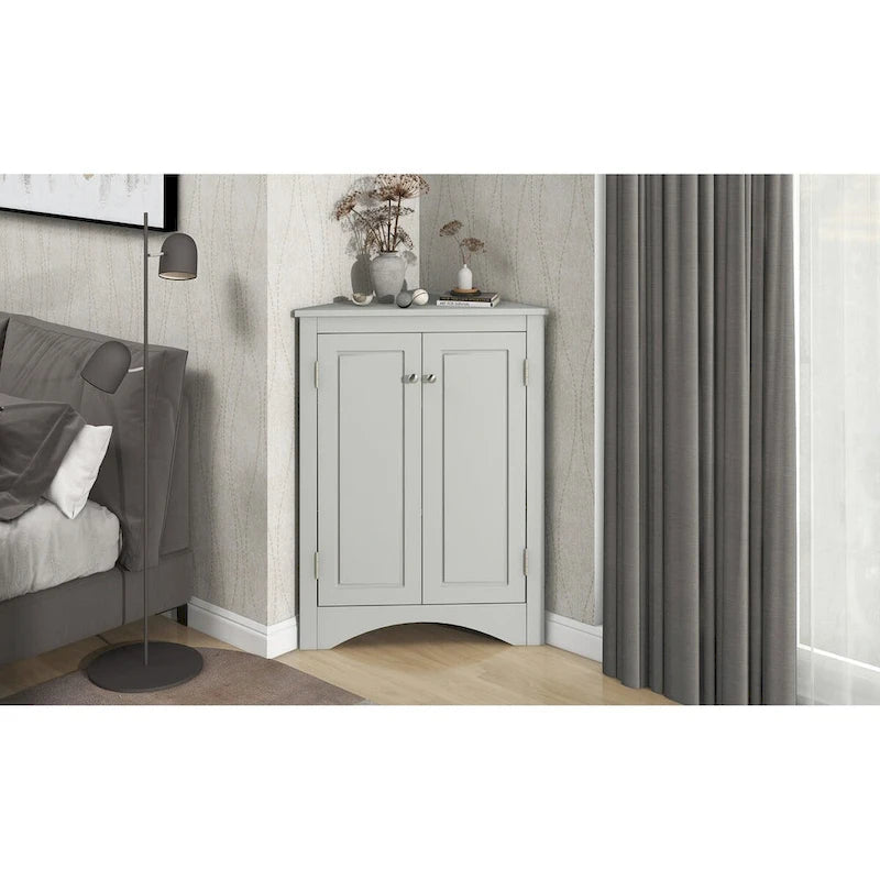 Triangle Corner Storage Cabinet with Adjustable Shelves